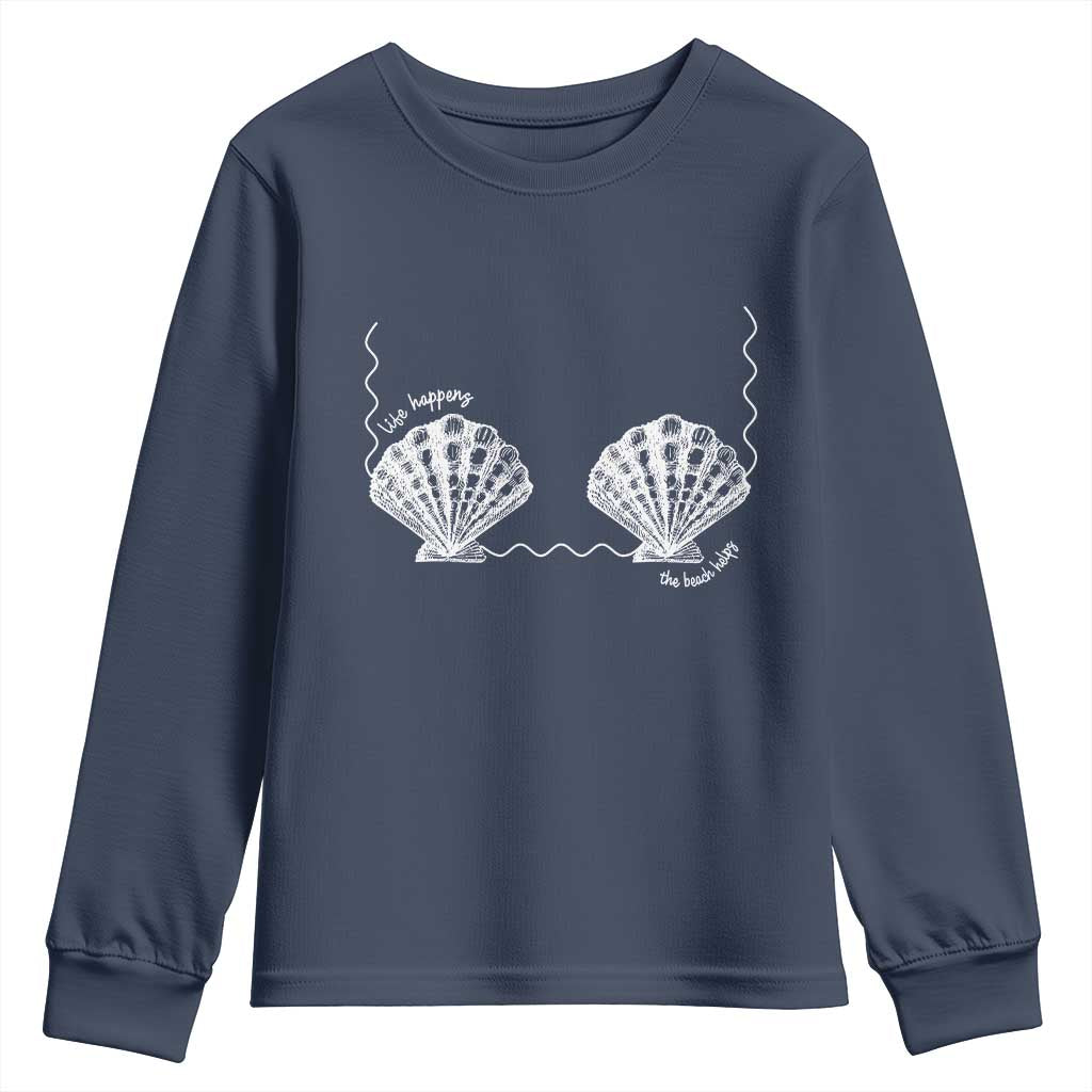 Seashell Bra Youth Sweatshirt Mermaid Cute Summer Beach Vacation - Wonder Print Shop