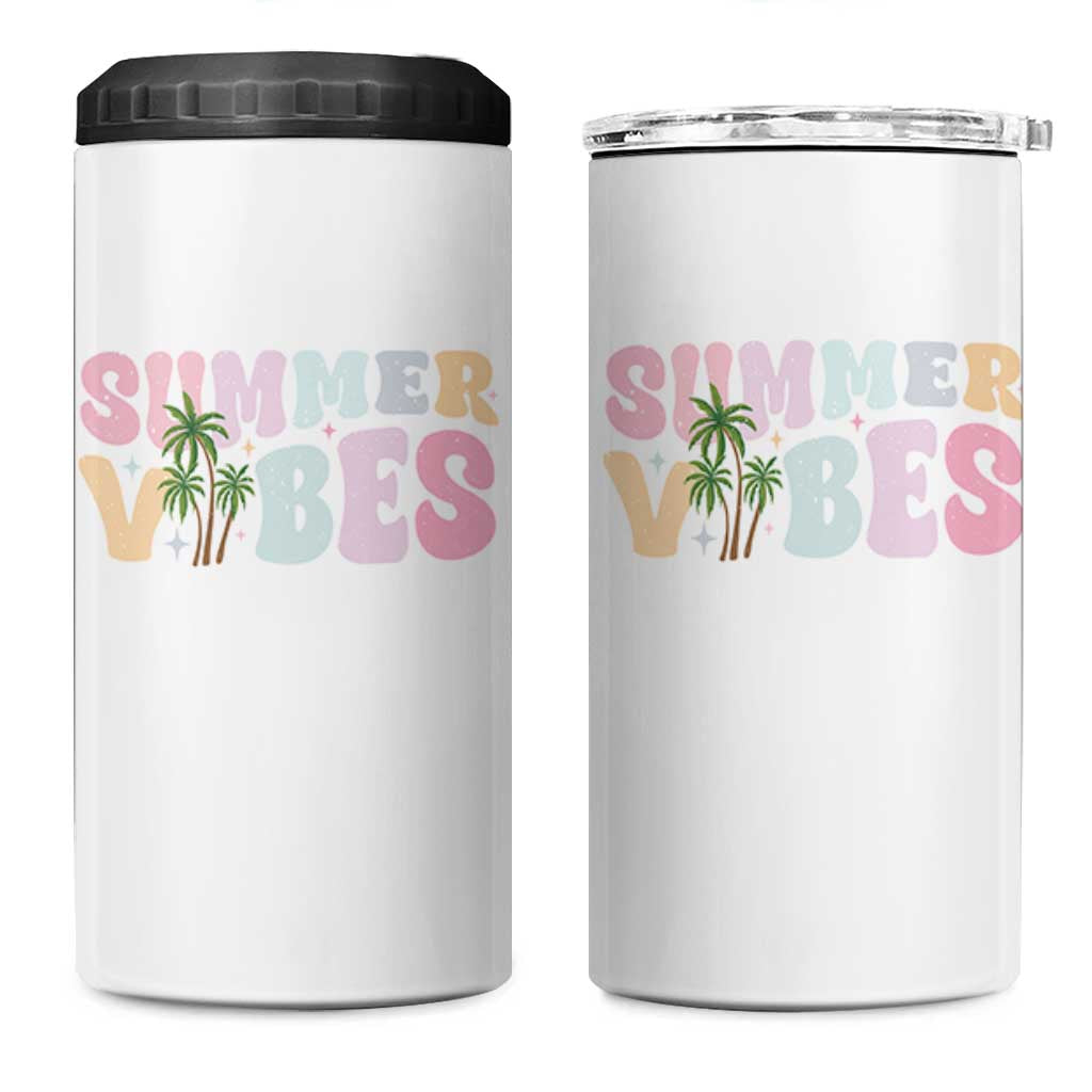 Summer Vibes 4 in 1 Can Cooler Tumbler Beach Life Gift Distressed Beach Mom - Wonder Print Shop