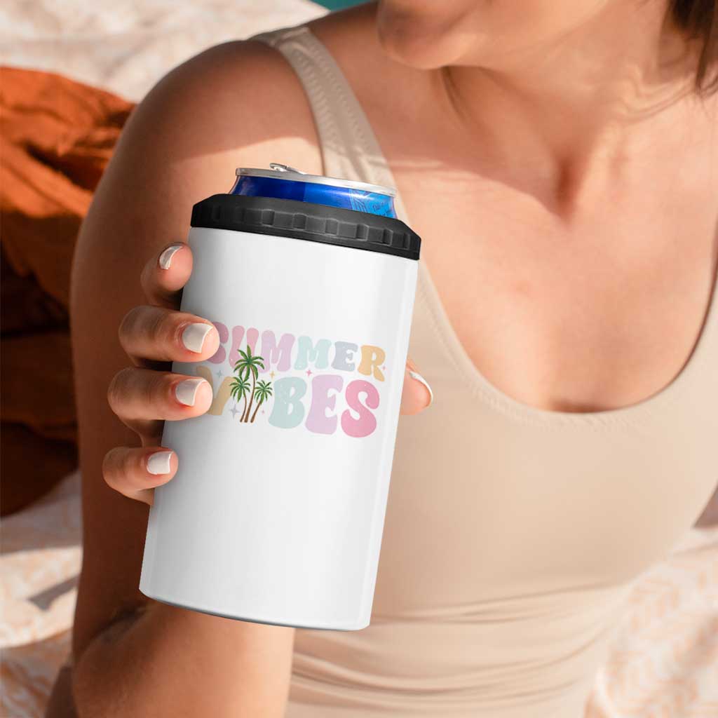 Summer Vibes 4 in 1 Can Cooler Tumbler Beach Life Gift Distressed Beach Mom - Wonder Print Shop