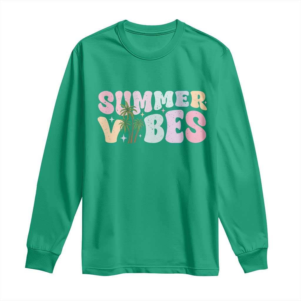 Summer Vibes Long Sleeve Shirt Beach Life Gift Distressed Beach Mom - Wonder Print Shop