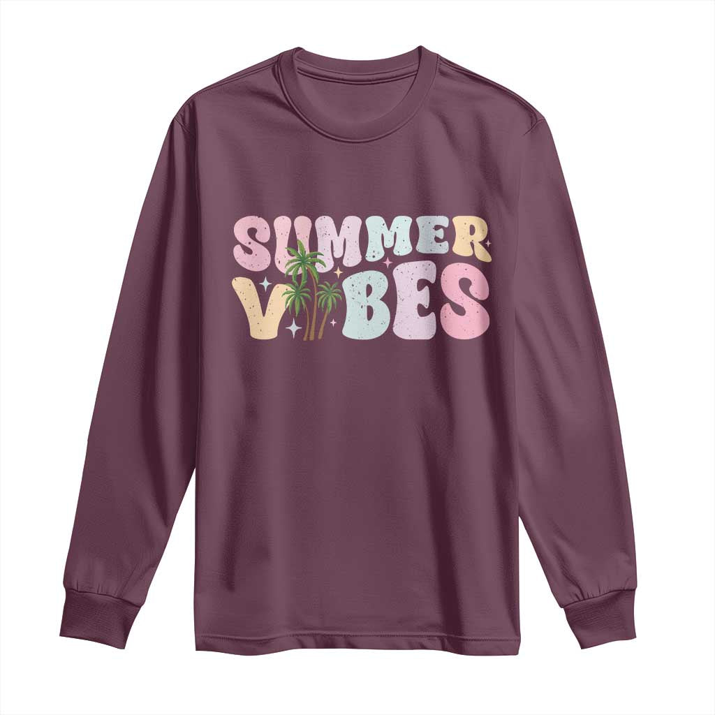 Summer Vibes Long Sleeve Shirt Beach Life Gift Distressed Beach Mom - Wonder Print Shop