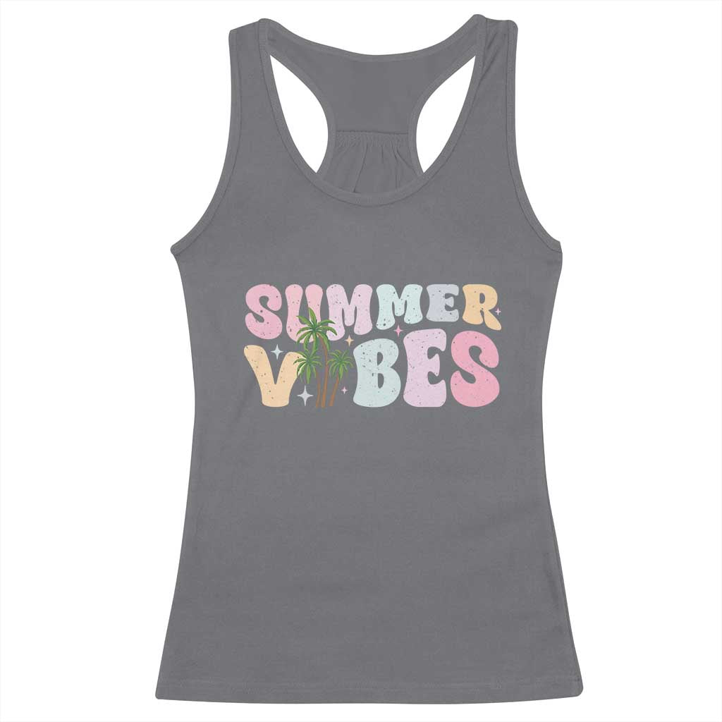 Summer Vibes Racerback Tank Top Beach Life Gift Distressed Beach Mom - Wonder Print Shop