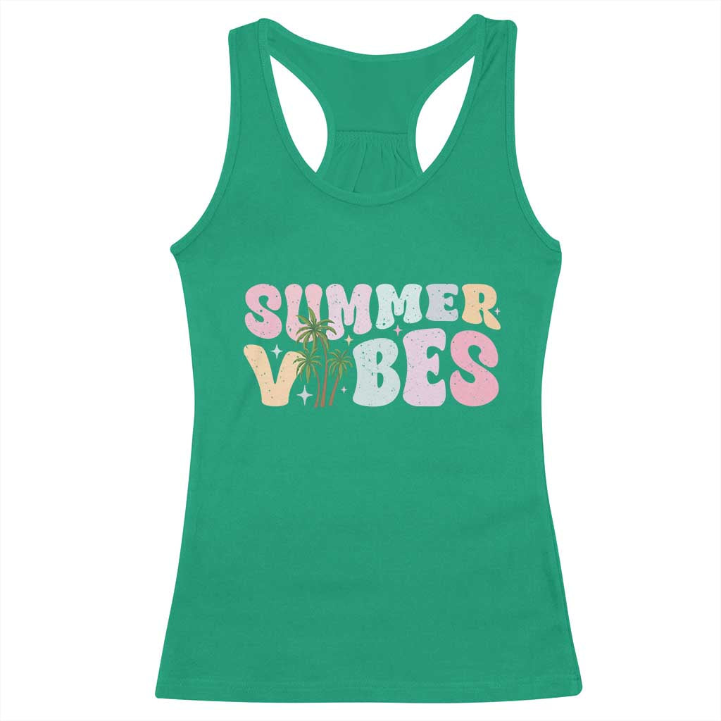 Summer Vibes Racerback Tank Top Beach Life Gift Distressed Beach Mom - Wonder Print Shop