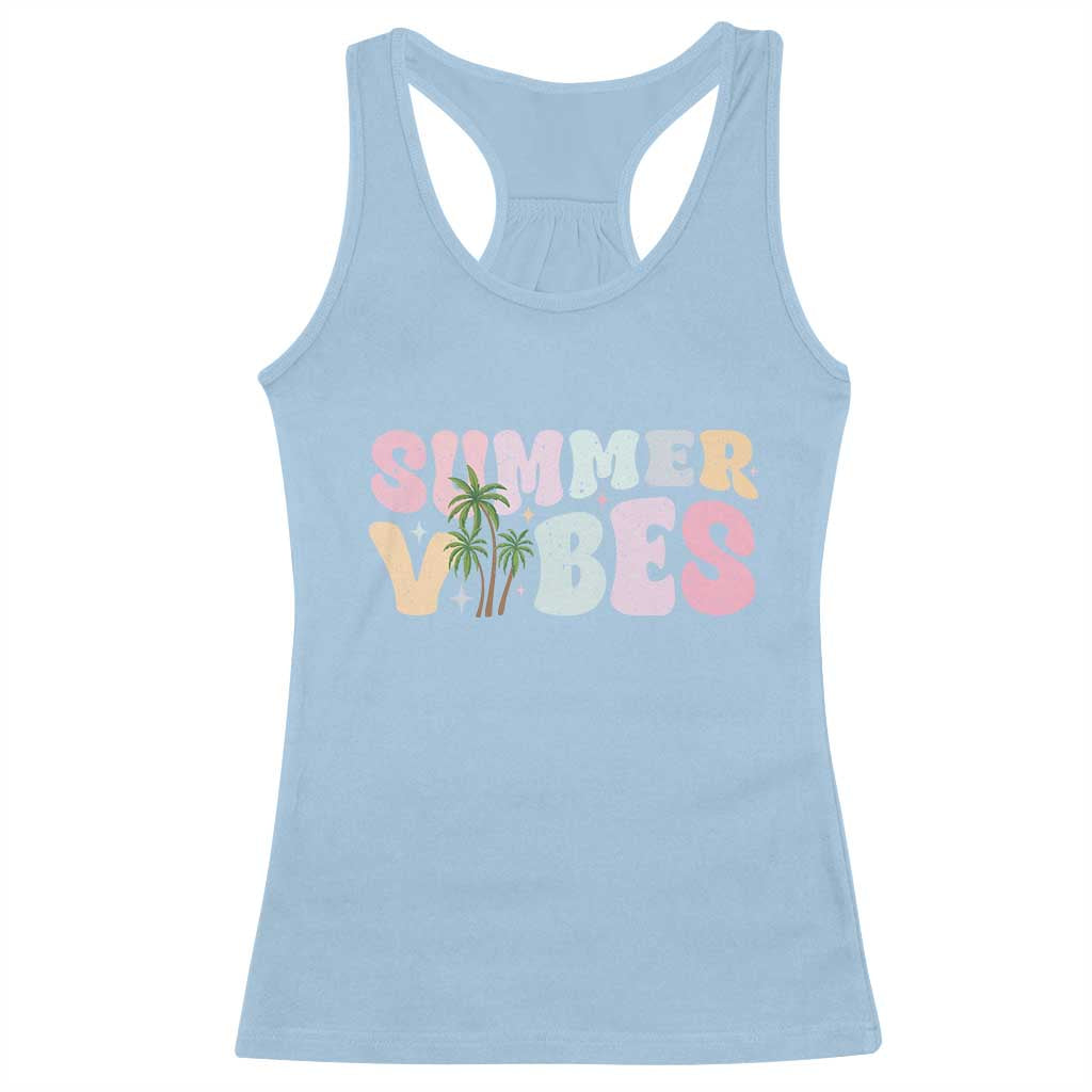 Summer Vibes Racerback Tank Top Beach Life Gift Distressed Beach Mom - Wonder Print Shop