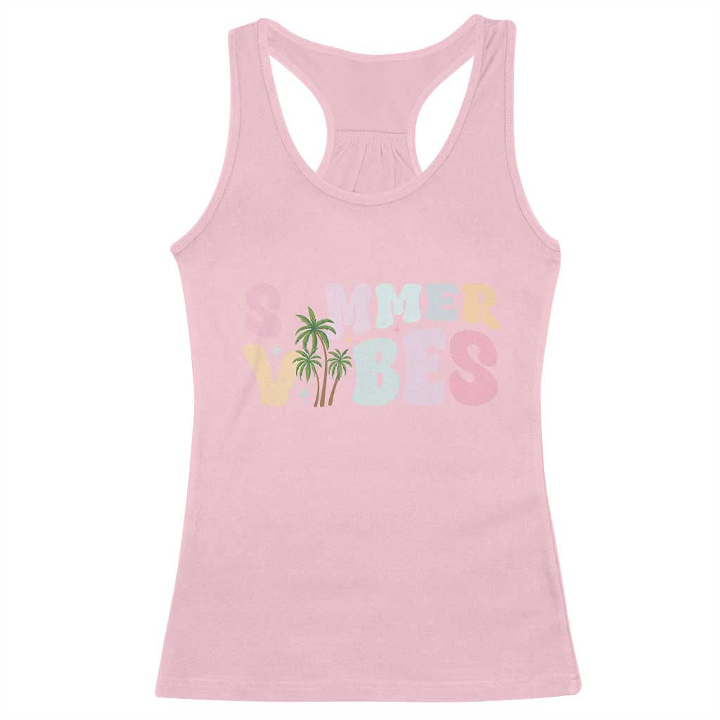 Summer Vibes Racerback Tank Top Beach Life Gift Distressed Beach Mom - Wonder Print Shop