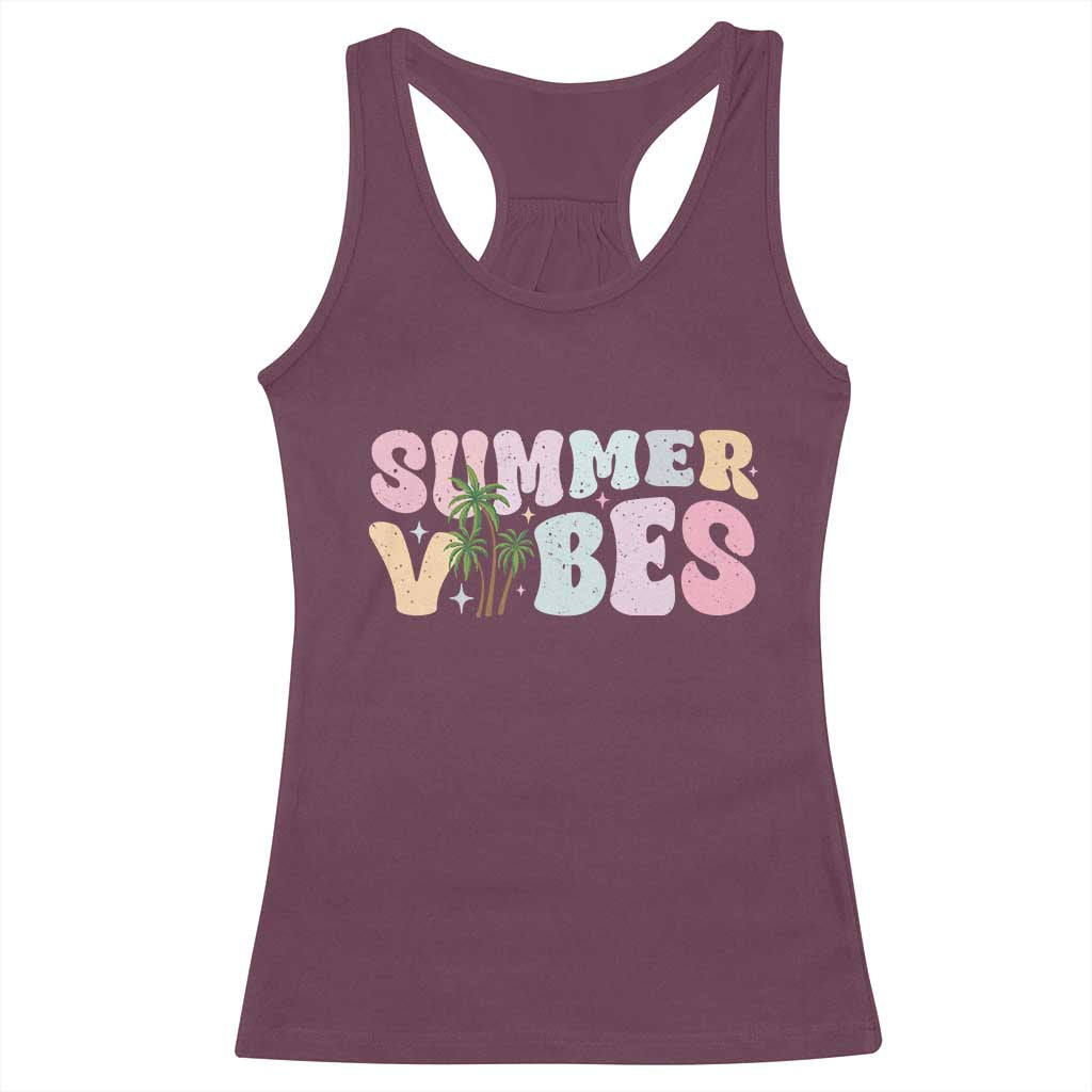 Summer Vibes Racerback Tank Top Beach Life Gift Distressed Beach Mom - Wonder Print Shop