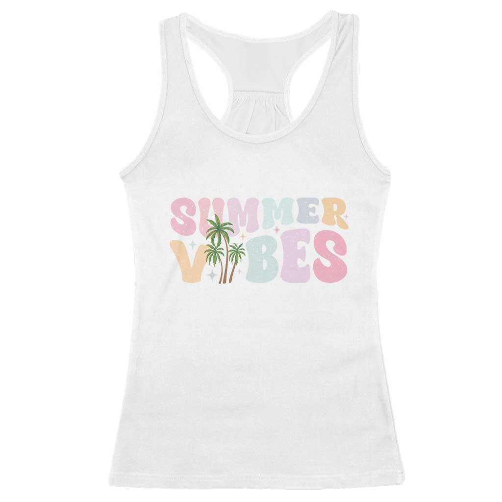 Summer Vibes Racerback Tank Top Beach Life Gift Distressed Beach Mom - Wonder Print Shop