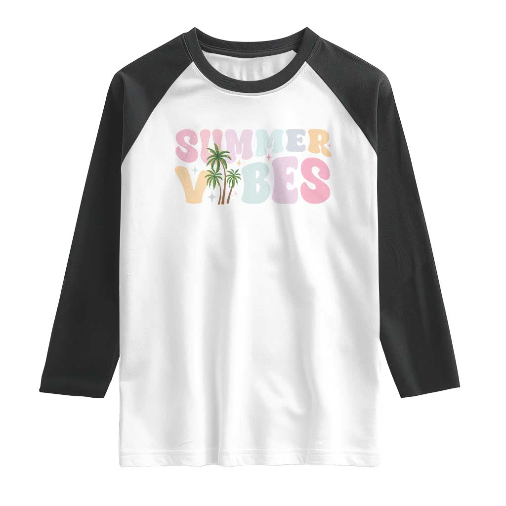 Summer Vibes Raglan Shirt Beach Life Gift Distressed Beach Mom - Wonder Print Shop