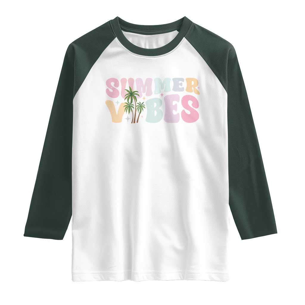 Summer Vibes Raglan Shirt Beach Life Gift Distressed Beach Mom - Wonder Print Shop