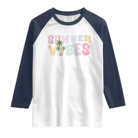 Summer Vibes Raglan Shirt Beach Life Gift Distressed Beach Mom - Wonder Print Shop