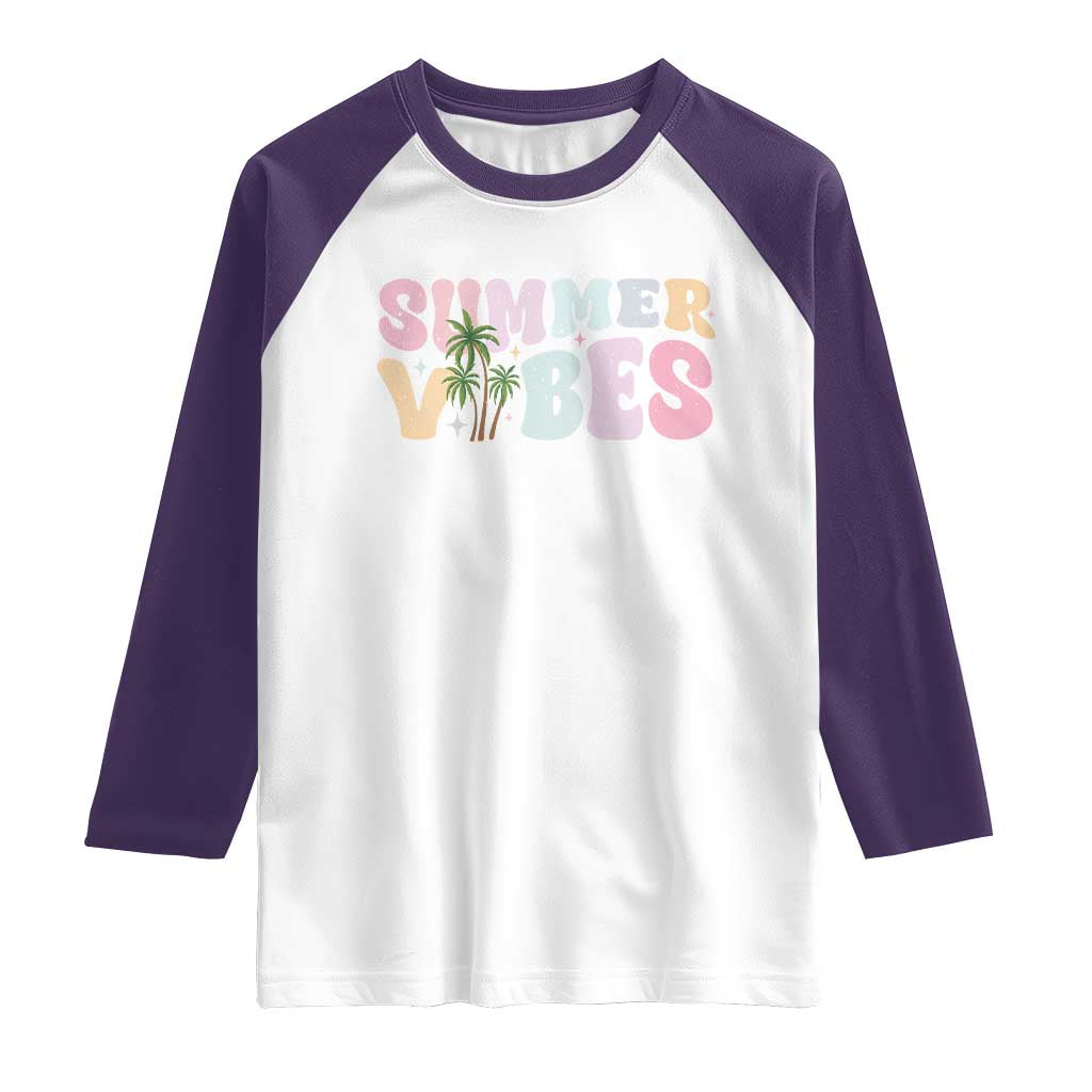 Summer Vibes Raglan Shirt Beach Life Gift Distressed Beach Mom - Wonder Print Shop