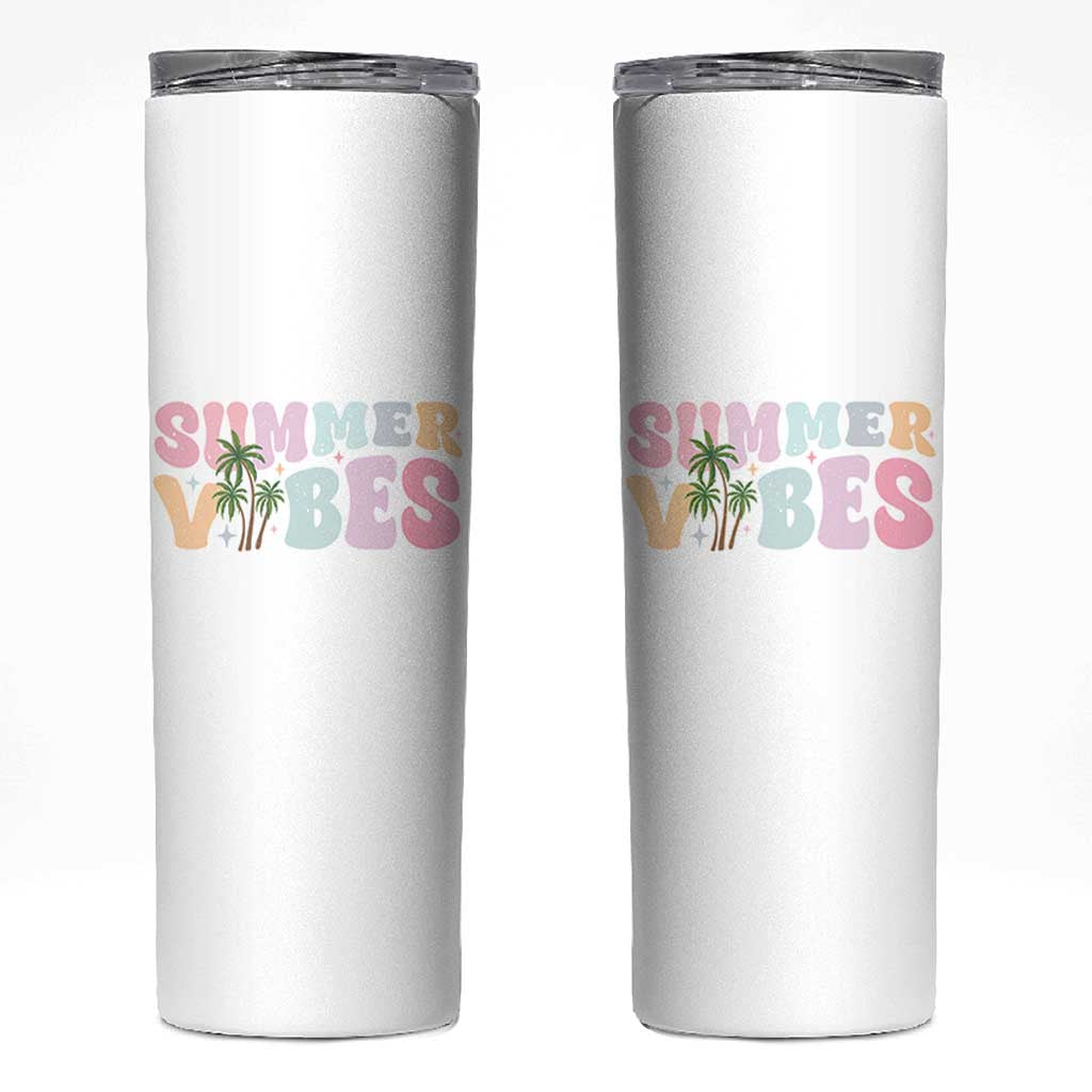Summer Vibes Skinny Tumbler Beach Life Gift Distressed Beach Mom - Wonder Print Shop