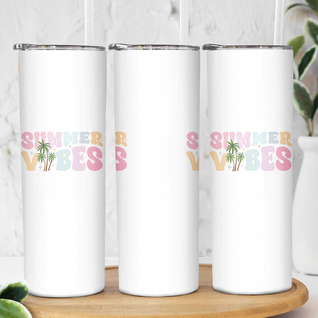 Summer Vibes Skinny Tumbler Beach Life Gift Distressed Beach Mom - Wonder Print Shop