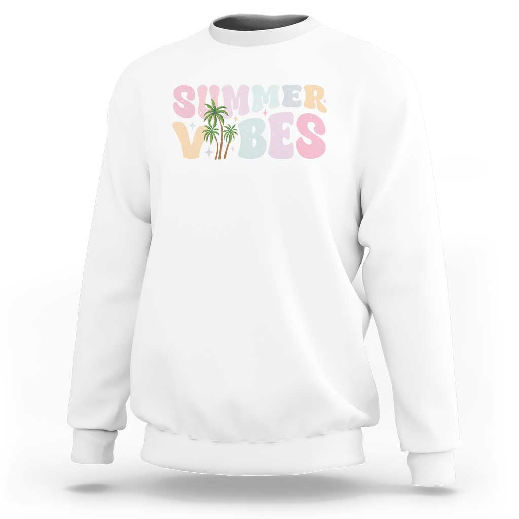 Summer Vibes Sweatshirt Beach Life Gift Distressed Beach Mom - Wonder Print Shop