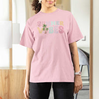 Summer Vibes T Shirt For Women Beach Life Gift Distressed Beach Mom - Wonder Print Shop