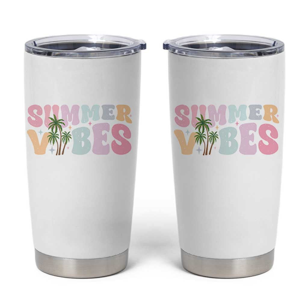 Summer Vibes Tumbler Cup Beach Life Gift Distressed Beach Mom - Wonder Print Shop