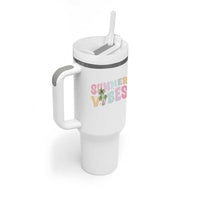 Summer Vibes Tumbler With Handle Beach Life Gift Distressed Beach Mom - Wonder Print Shop