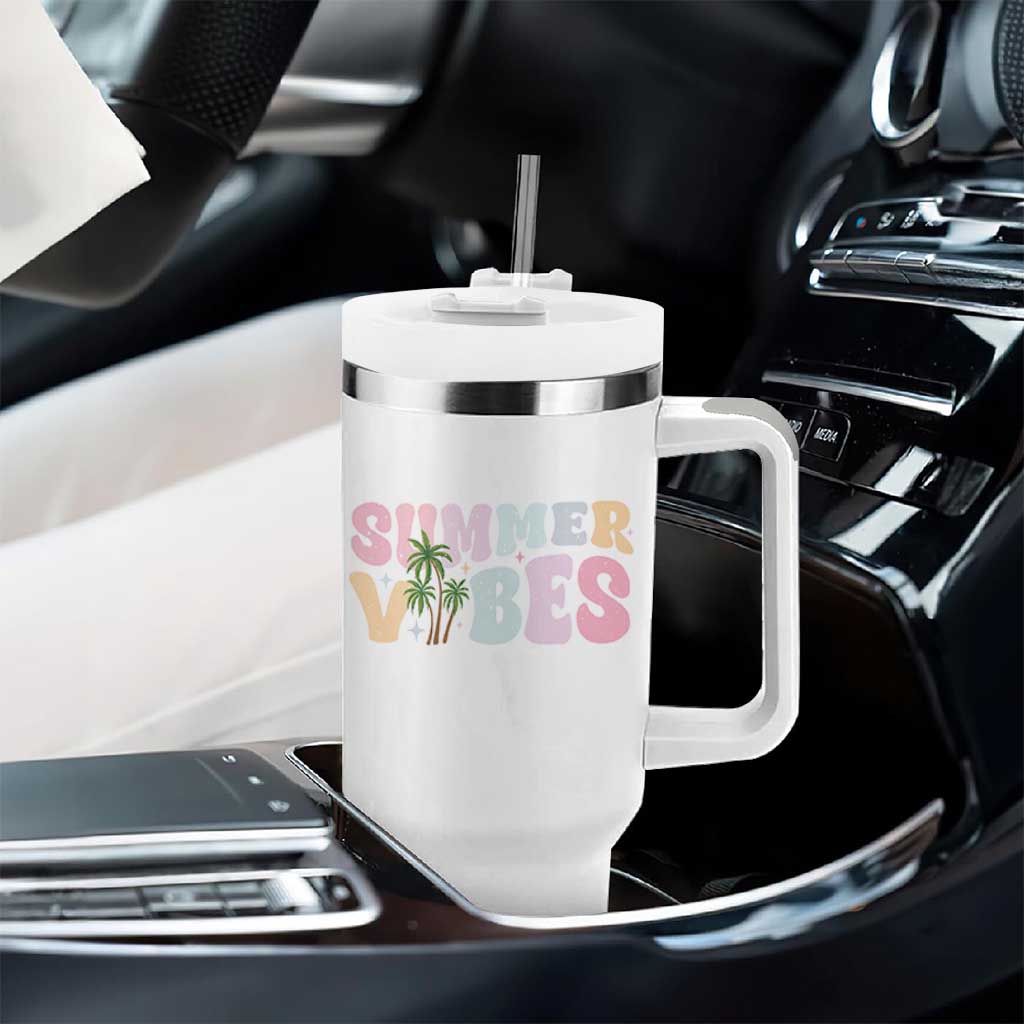 Summer Vibes Tumbler With Handle Beach Life Gift Distressed Beach Mom - Wonder Print Shop