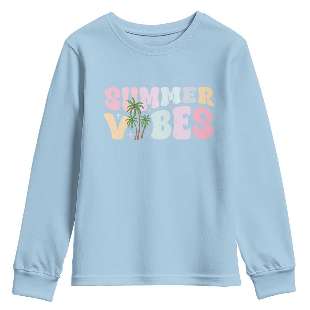 Summer Vibes Youth Sweatshirt Beach Life Gift Distressed Beach Mom - Wonder Print Shop