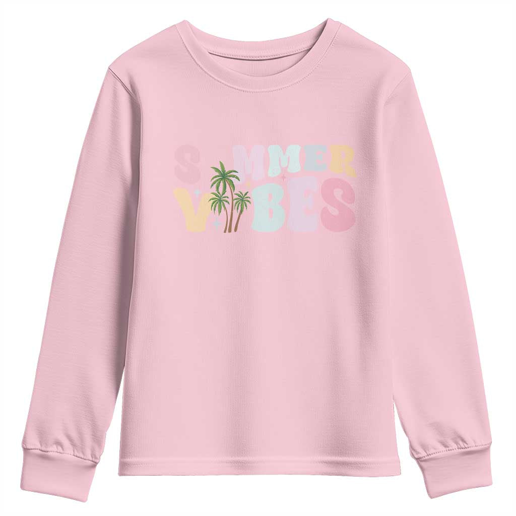 Summer Vibes Youth Sweatshirt Beach Life Gift Distressed Beach Mom - Wonder Print Shop
