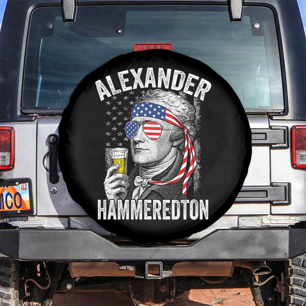 Funny Hamilton Drinking Spare Tire Cover Alexander Hammeredton 4th of July Beer Merica Flag - Wonder Print Shop