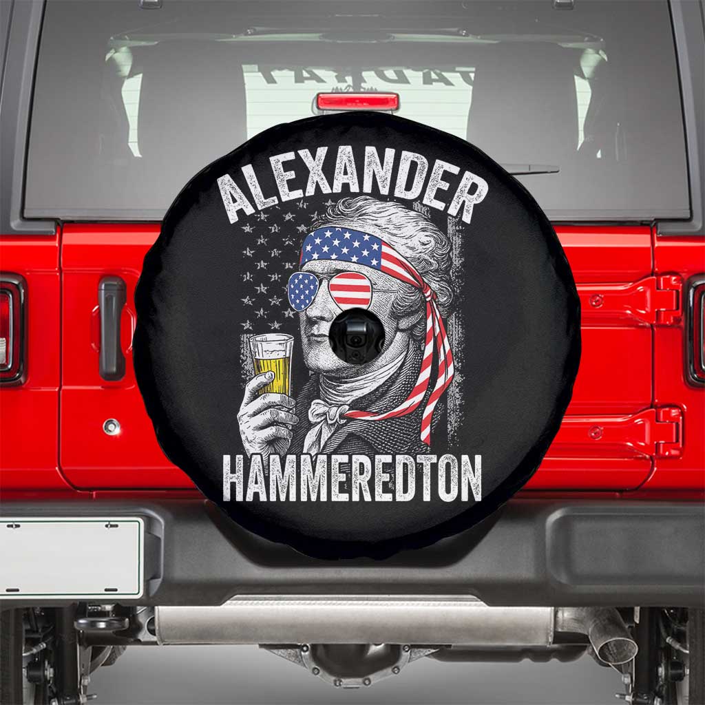 Funny Hamilton Drinking Spare Tire Cover Alexander Hammeredton 4th of July Beer Merica Flag - Wonder Print Shop