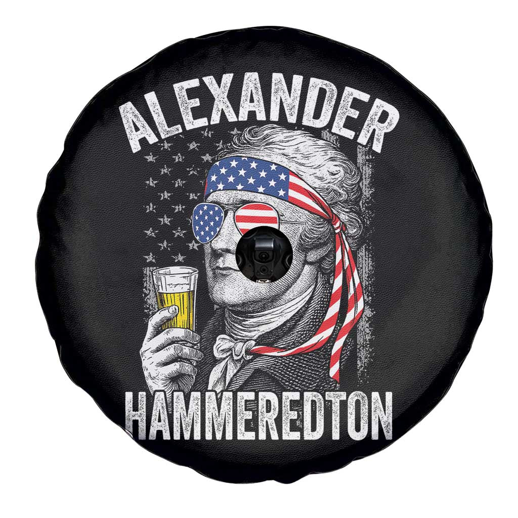 Funny Hamilton Drinking Spare Tire Cover Alexander Hammeredton 4th of July Beer Merica Flag - Wonder Print Shop
