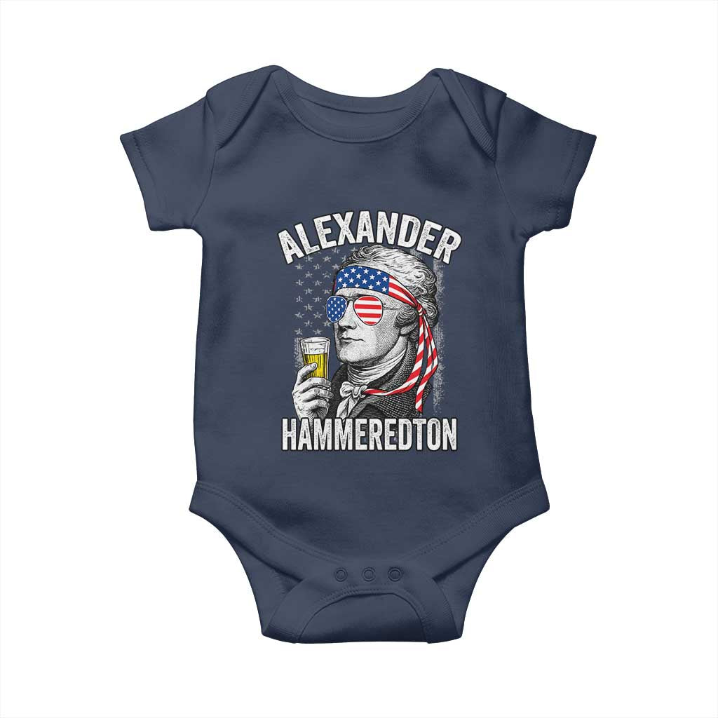 Funny Hamilton Drinking Baby Onesie Alexander Hammeredton 4th of July Beer Merica Flag - Wonder Print Shop
