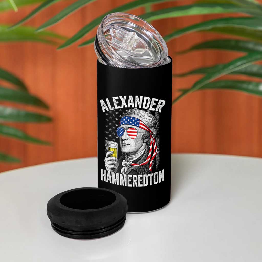 Funny Hamilton Drinking 4 in 1 Can Cooler Tumbler Alexander Hammeredton 4th of July Beer Merica Flag - Wonder Print Shop