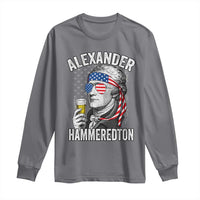 Funny Hamilton Drinking Long Sleeve Shirt Alexander Hammeredton 4th of July Beer Merica Flag - Wonder Print Shop