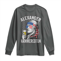 Funny Hamilton Drinking Long Sleeve Shirt Alexander Hammeredton 4th of July Beer Merica Flag - Wonder Print Shop