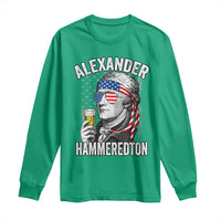 Funny Hamilton Drinking Long Sleeve Shirt Alexander Hammeredton 4th of July Beer Merica Flag - Wonder Print Shop
