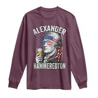 Funny Hamilton Drinking Long Sleeve Shirt Alexander Hammeredton 4th of July Beer Merica Flag - Wonder Print Shop