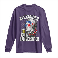 Funny Hamilton Drinking Long Sleeve Shirt Alexander Hammeredton 4th of July Beer Merica Flag - Wonder Print Shop