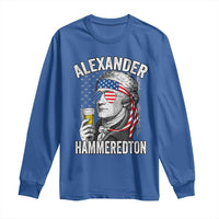 Funny Hamilton Drinking Long Sleeve Shirt Alexander Hammeredton 4th of July Beer Merica Flag - Wonder Print Shop