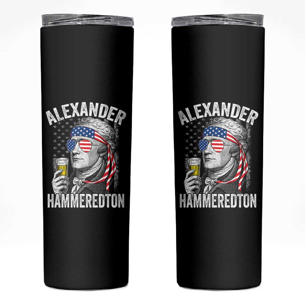 Funny Hamilton Drinking Skinny Tumbler Alexander Hammeredton 4th of July Beer Merica Flag - Wonder Print Shop