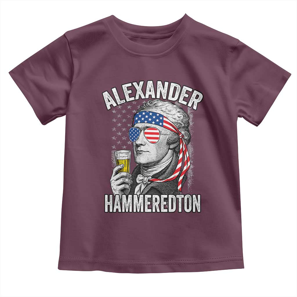 Funny Hamilton Drinking Toddler T Shirt Alexander Hammeredton 4th of July Beer Merica Flag - Wonder Print Shop