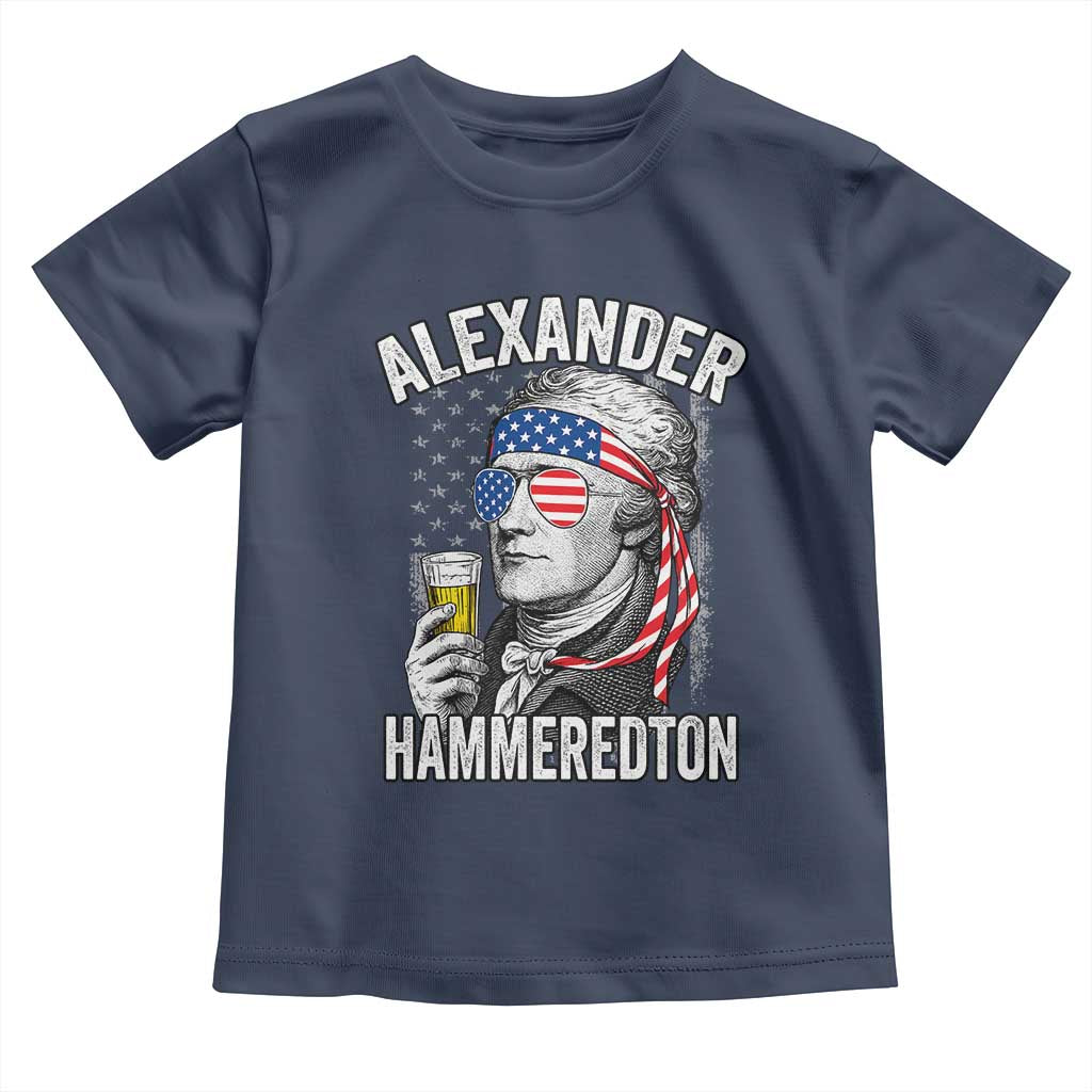 Funny Hamilton Drinking Toddler T Shirt Alexander Hammeredton 4th of July Beer Merica Flag - Wonder Print Shop
