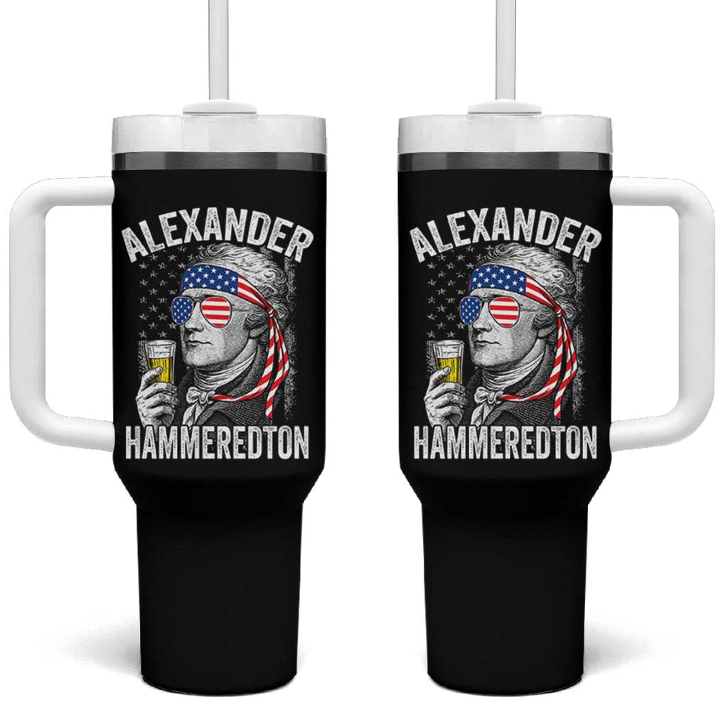 Funny Hamilton Drinking Tumbler With Handle Alexander Hammeredton 4th of July Beer Merica Flag - Wonder Print Shop