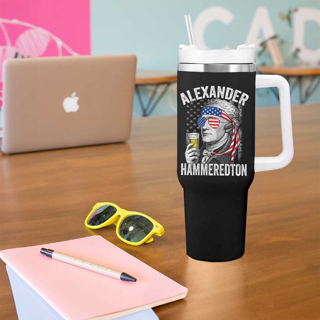 Funny Hamilton Drinking Tumbler With Handle Alexander Hammeredton 4th of July Beer Merica Flag - Wonder Print Shop