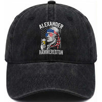 Funny Hamilton Drinking Washed Cotton Baseball Cap Alexander Hammeredton 4th of July Beer Merica Flag