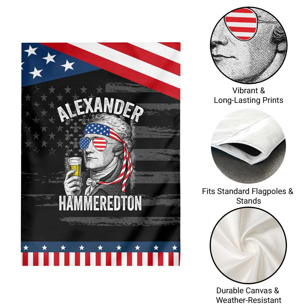 Funny Hamilton Drinking Garden Flag Alexander Hammeredton 4th of July Beer Merica Flag