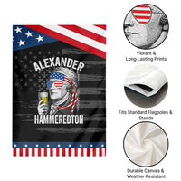 Funny Hamilton Drinking Garden Flag Alexander Hammeredton 4th of July Beer Merica Flag