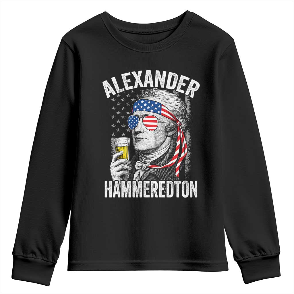 Funny Hamilton Drinking Youth Sweatshirt Alexander Hammeredton 4th of July Beer Merica Flag - Wonder Print Shop