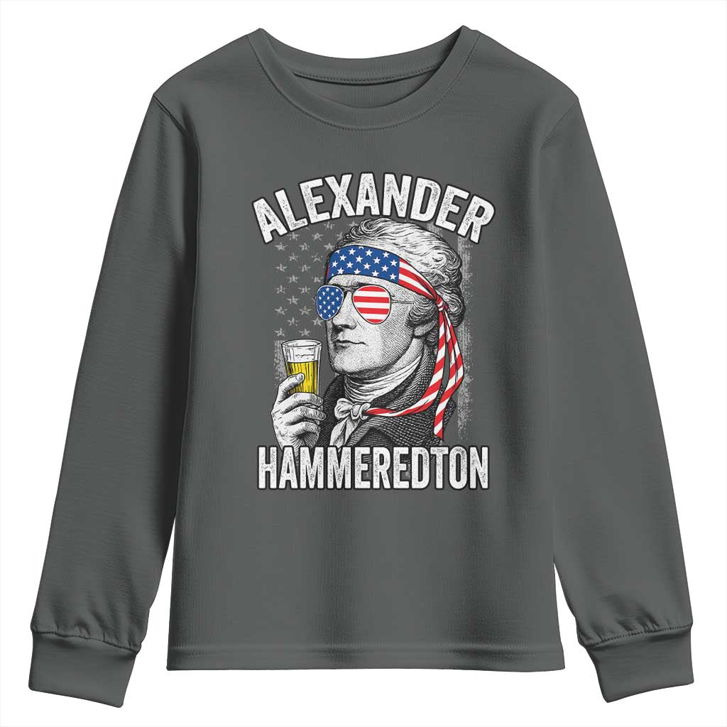 Funny Hamilton Drinking Youth Sweatshirt Alexander Hammeredton 4th of July Beer Merica Flag - Wonder Print Shop