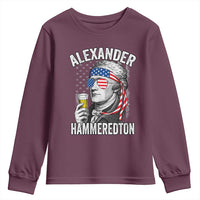 Funny Hamilton Drinking Youth Sweatshirt Alexander Hammeredton 4th of July Beer Merica Flag - Wonder Print Shop