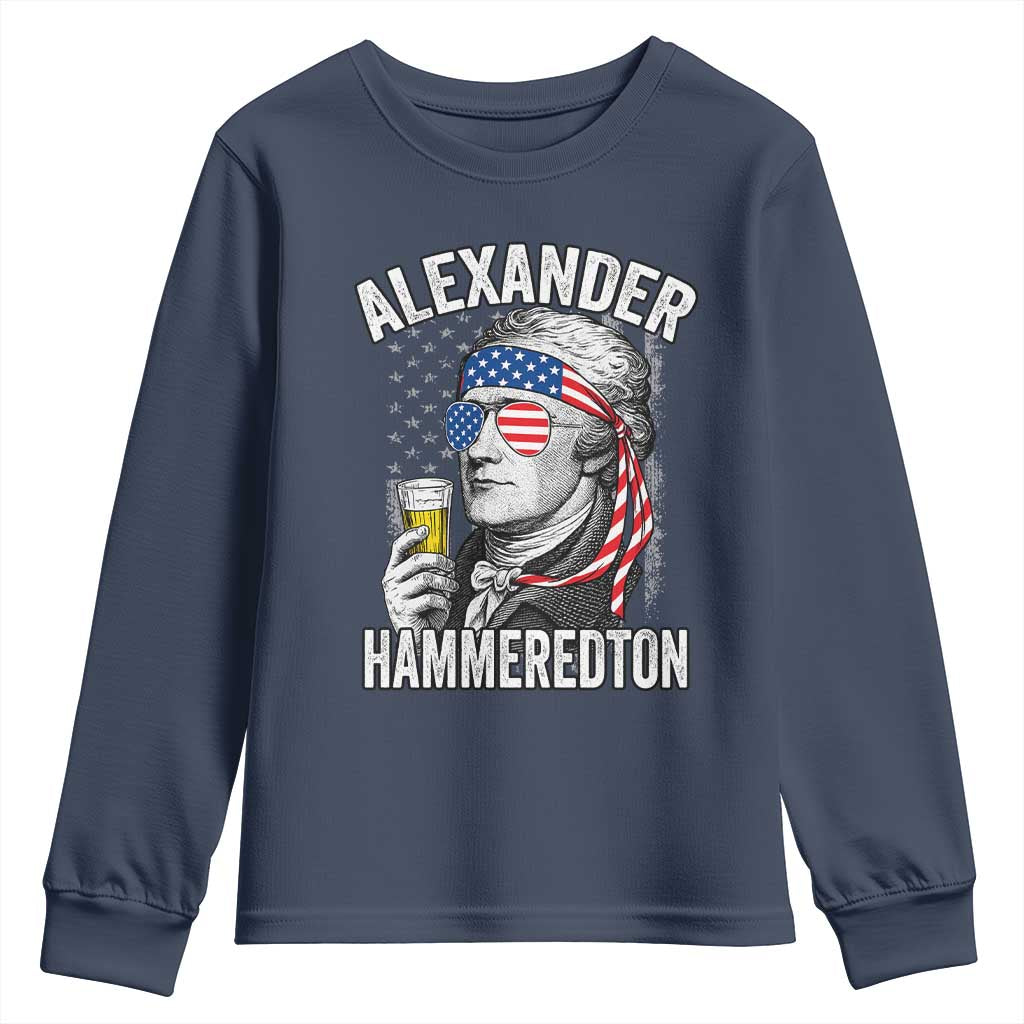 Funny Hamilton Drinking Youth Sweatshirt Alexander Hammeredton 4th of July Beer Merica Flag - Wonder Print Shop