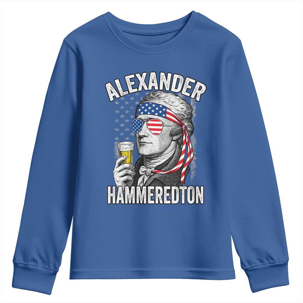 Funny Hamilton Drinking Youth Sweatshirt Alexander Hammeredton 4th of July Beer Merica Flag - Wonder Print Shop