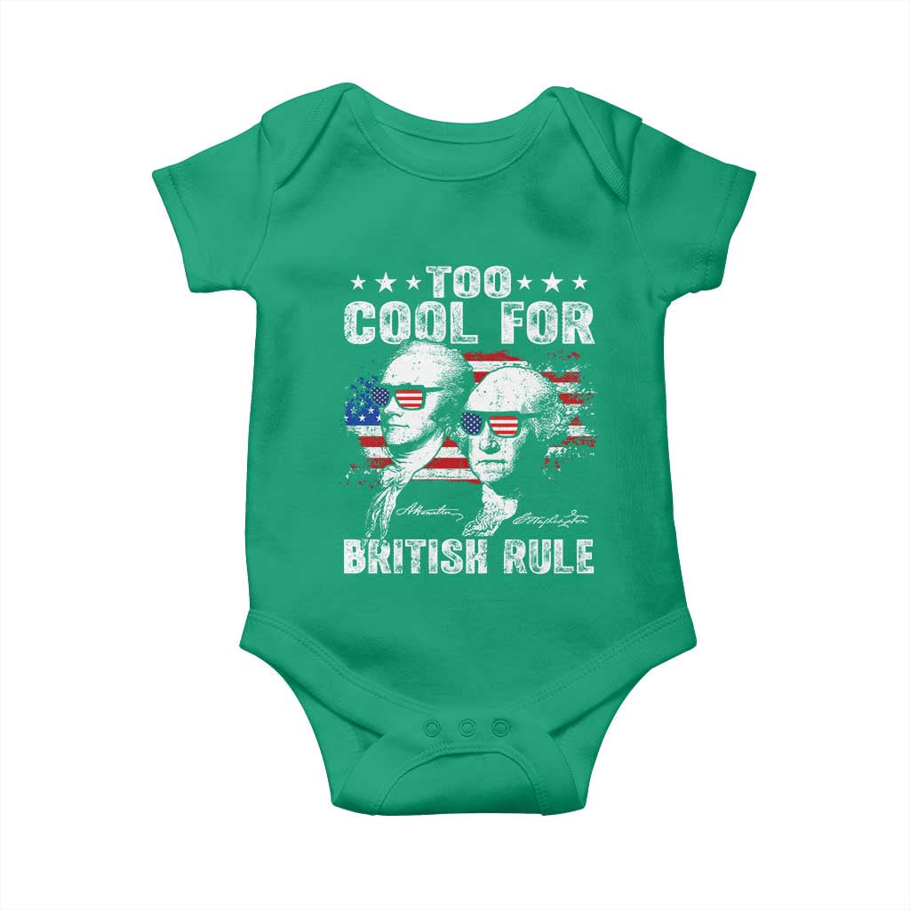 Too Cool For British Rule Baby Onesie USA American Flag 4th of July - Wonder Print Shop