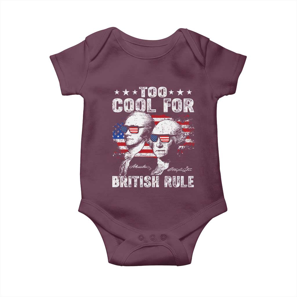Too Cool For British Rule Baby Onesie USA American Flag 4th of July - Wonder Print Shop
